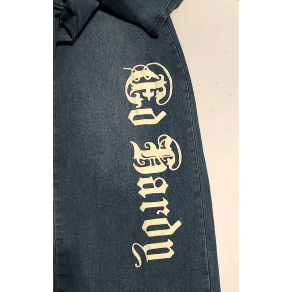 Ed Hardy Y2K '90s Wide Leg Embroidered Logo Jeans 28 NWT - Picture 6 of 10